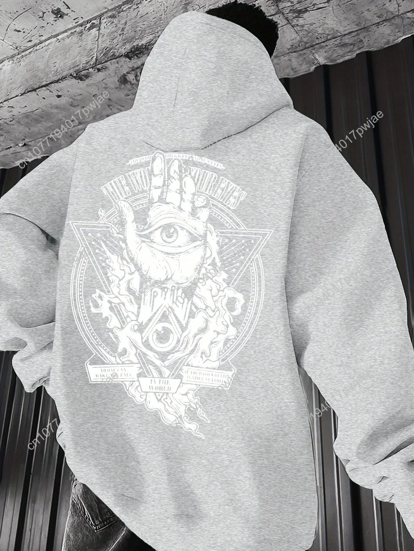 Мужская толстовка с капюшоном с геометрическим принтом — яркий красный повседневный пуловер с карманом-кенгуру, регулируемый капюшон на шнурке, обычный