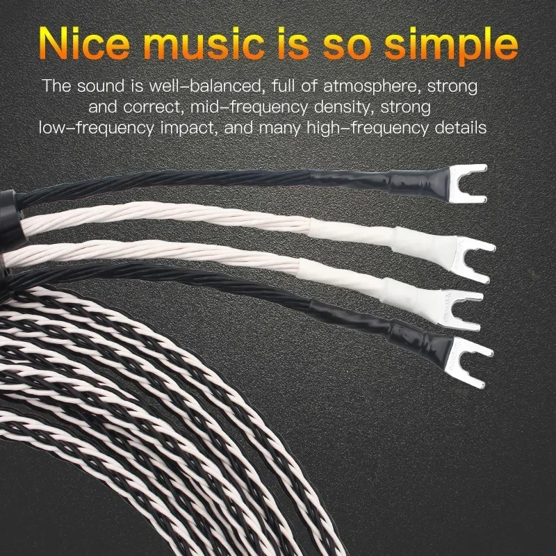 8TC single crystal copper OCC audio speaker cable HiFi amplifier speaker cable Banana plug- Banana plug-Y FEP quilt