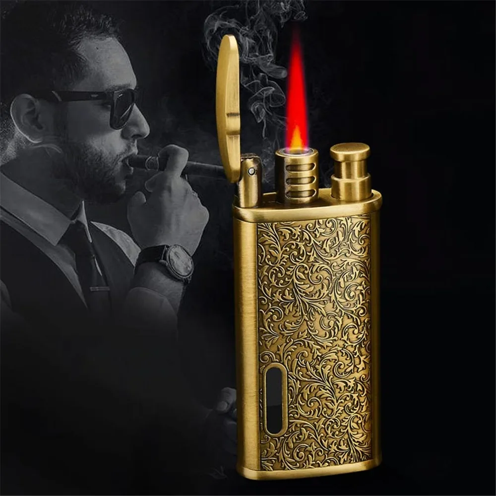 Metal carving Turbo Jet Lighter Compact Butane Torch Cigarette  Lighter Kerosene Gas 1300 C Windproof Petrol Lighter Smoker Gift