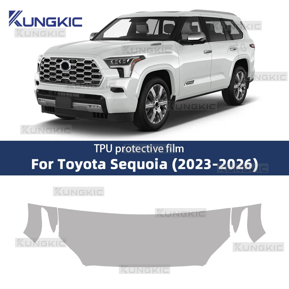 

For Toyota Sequoia 2023 2024 2025 2026 Car Bonnet Hood Fender Sticker Paint Protection Film Anti-Scratch Transparent TPU 8.5mil