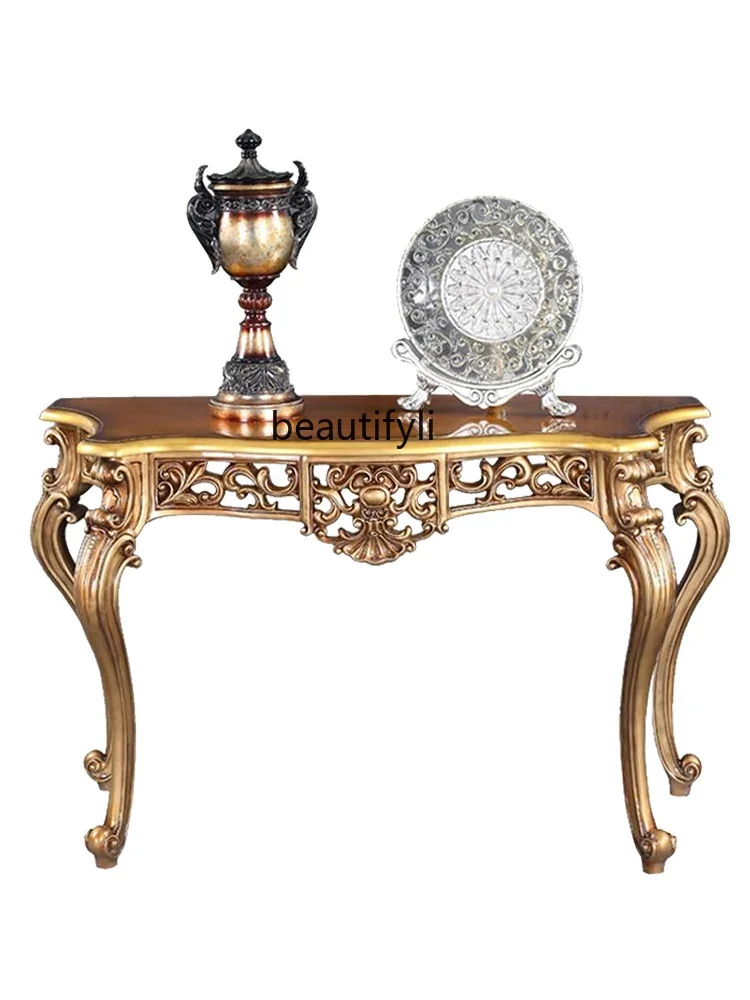 Carved European Style Console Tables Luxury Living Room Corridor Retro Porch Decoration Desk Wall Hall Cabinet Complete