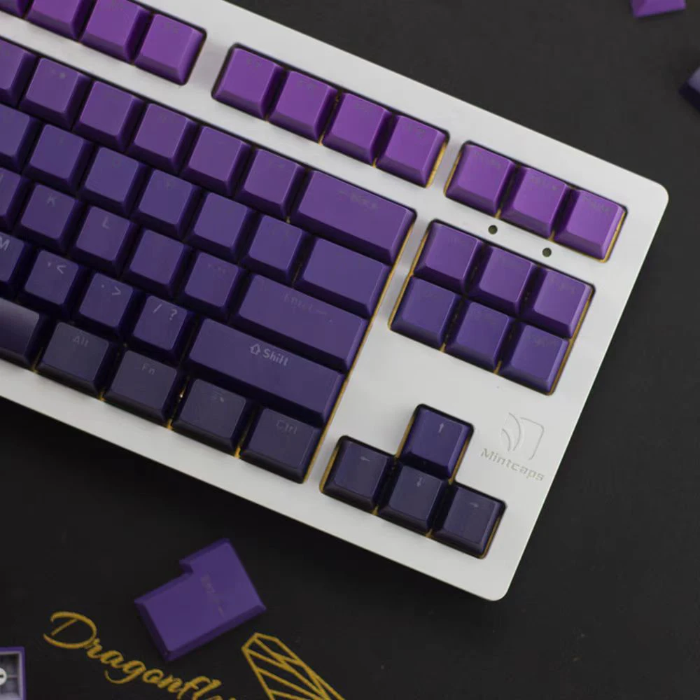 Top Print RGB Backlit PBT Keycaps 134 Keys Gradient Purple OEM Profile Double Shot Keycap for Gateron MX Switches Keyboard