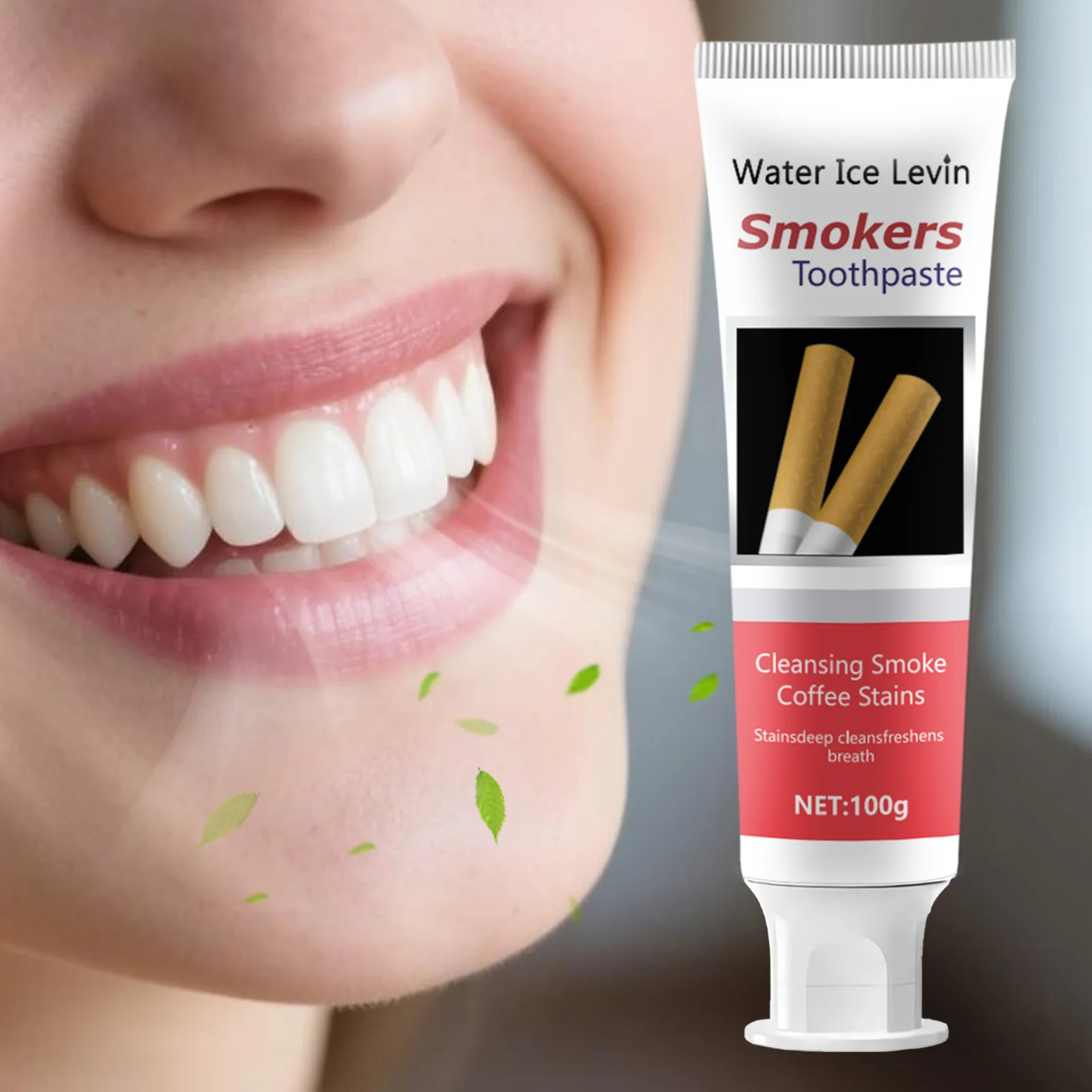 Watericelevin Smokers Toothpaste Deep Stain Removal Smoke Coffee Stains. Fresh Breath Daily Oral Care. 100g.