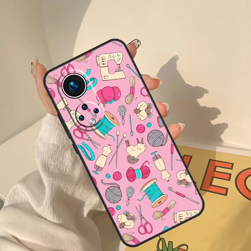 Sewing Knitting Crochet Case For Huawei P30 Lite P40 P50 P20 Pro Nova 5T P Smart 2021 2019 Cover Case For Honor 50