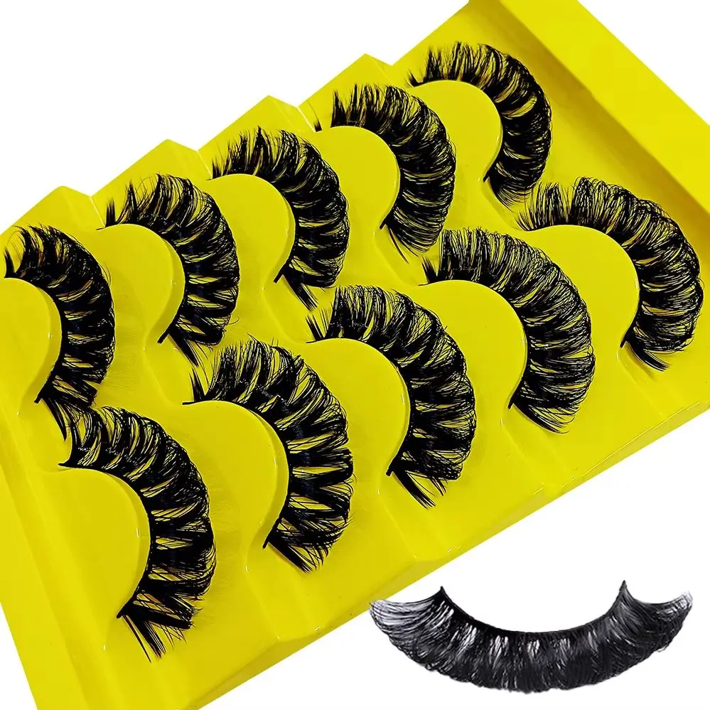 5 Paar DD Curl 3D Faux Mink Wimpern, wiederverwendbare, flauschige russische Wimpernverlängerungen für einen natürlichen Look