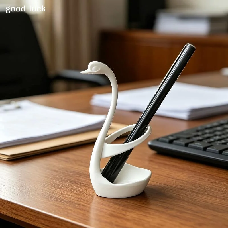 AnswerSwan Toothbrush Holder Creative Swan Shape Bathroom Storage Rack Multifunctional Drain Organizer For Bathroom Countertop