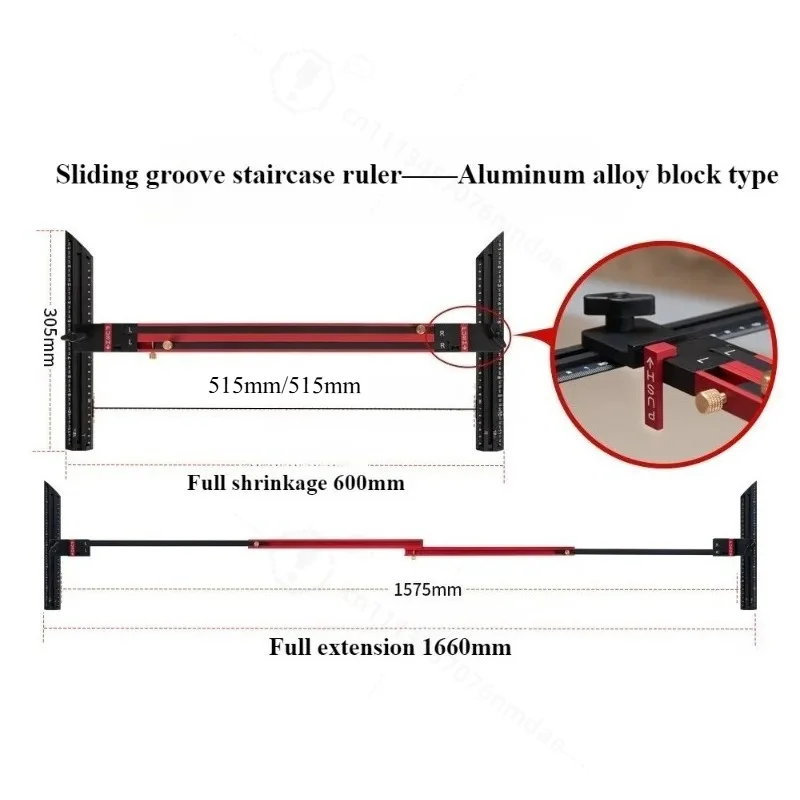 Aluminum Alloy Stair Ruler Measuring Ruler Stair Template Tool Fixture Tool Stair Tread