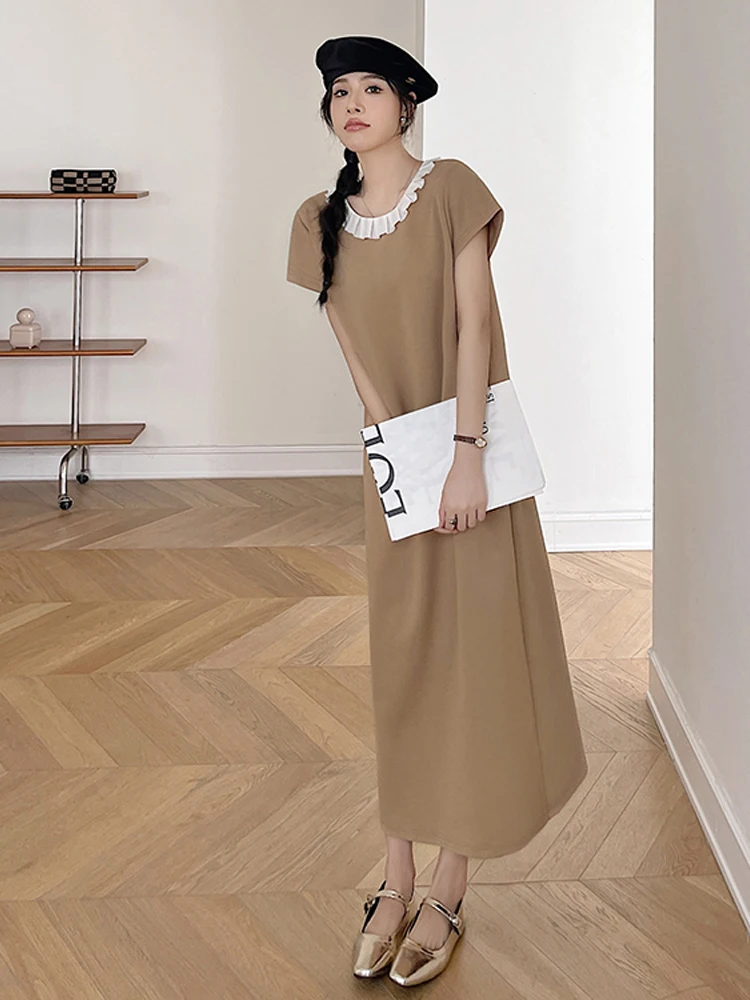 NYFS 2025 فستان نسائي كوري صيفي جديد من فيستدوس رداء Elbise فضفاض مقاس كبير فساتين طويلة متينة بأكمام قصيرة #2