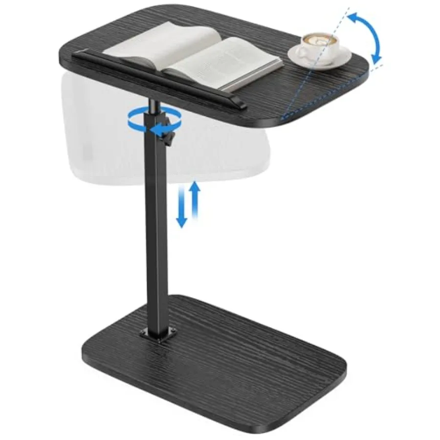 

Adjustable TV Tray, Height Adjustment TV Trays with 360° Swivel and 90° Tilt, Sturdy and Multi-Functional Sofa Table with Anti-