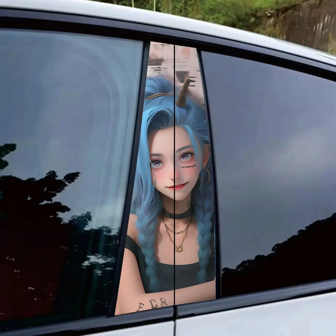 

Car center pillar 3D cartoon anime personalized decoration sticker Car B-pillar spray painted protective film DIY sticker