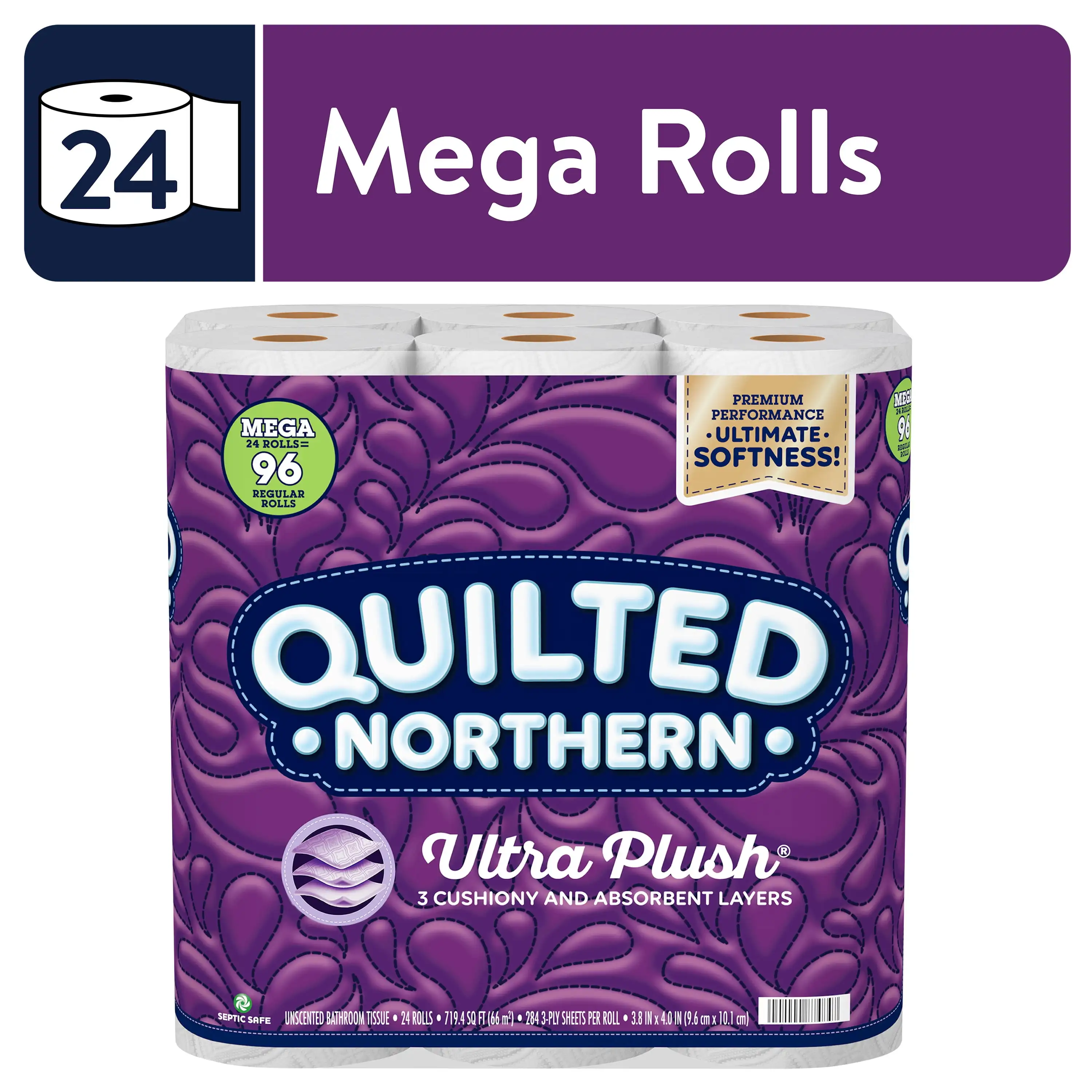 

Ultra Plush Toilet Paper, 24 Mega Rolls Soft, smooth, silky paper towels are perfect for home or apartment comfort