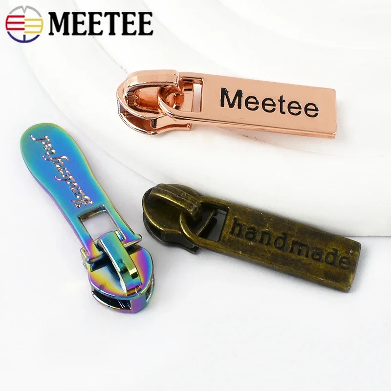 

5-50Pcs Meetee 5# Handmade Zipper Closure for Nylon Zippers Clothes Zip Puller Head Bag Zips Repair Kit DIY Sewing Ziper Sliders