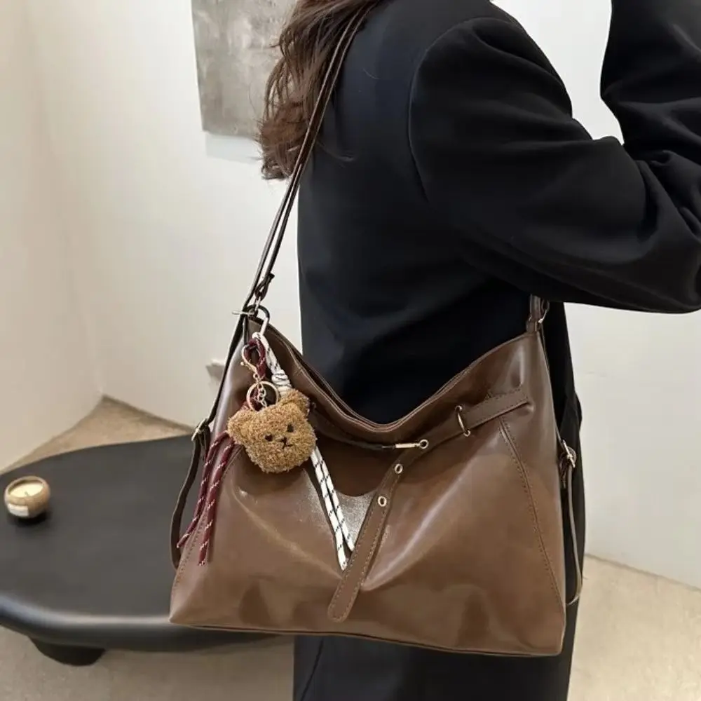 

Casual New Design Buckle Shoulder Bag Leather Large Capacity Vintage Tote Bag Solid Color Crossbody Women Backapck Girls