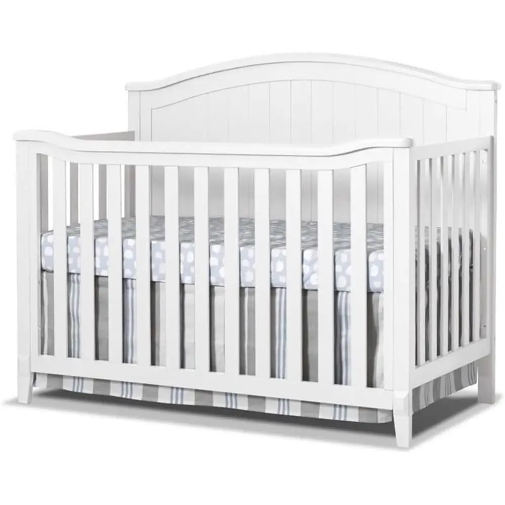 

Adjustable Height 4-in-1 Convertible Crib, White, Pinewood, JPMA Certified, 46 H x 55 W x 31 D