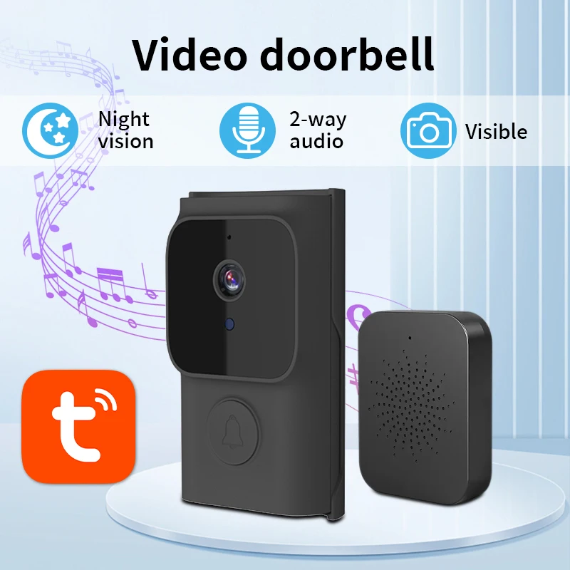 Tuya APP Free Cloud Storage WiFi Doorbell Low Consumption Wake Up Doorbell  Visual Door Peephole Home Security Door Chime