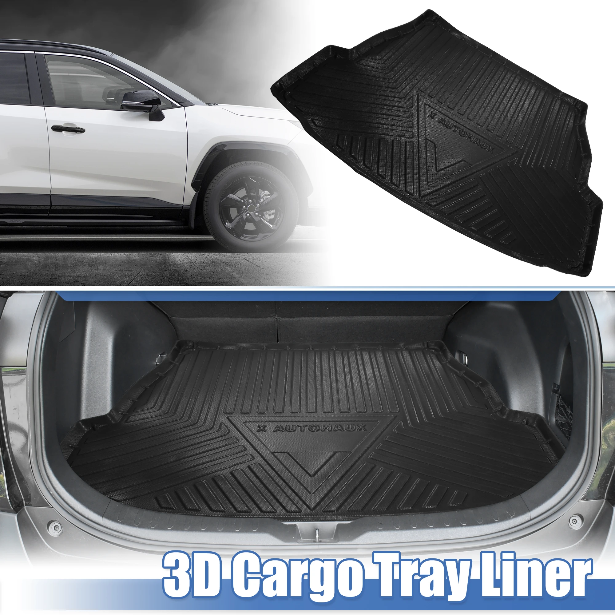 Uxcell Cargo Trunk Tray Cargo Liner Rear Trunk Floor Mat Odourless Non Slip Waterproof for Toyota RAV4 2019 2020 2021 2022