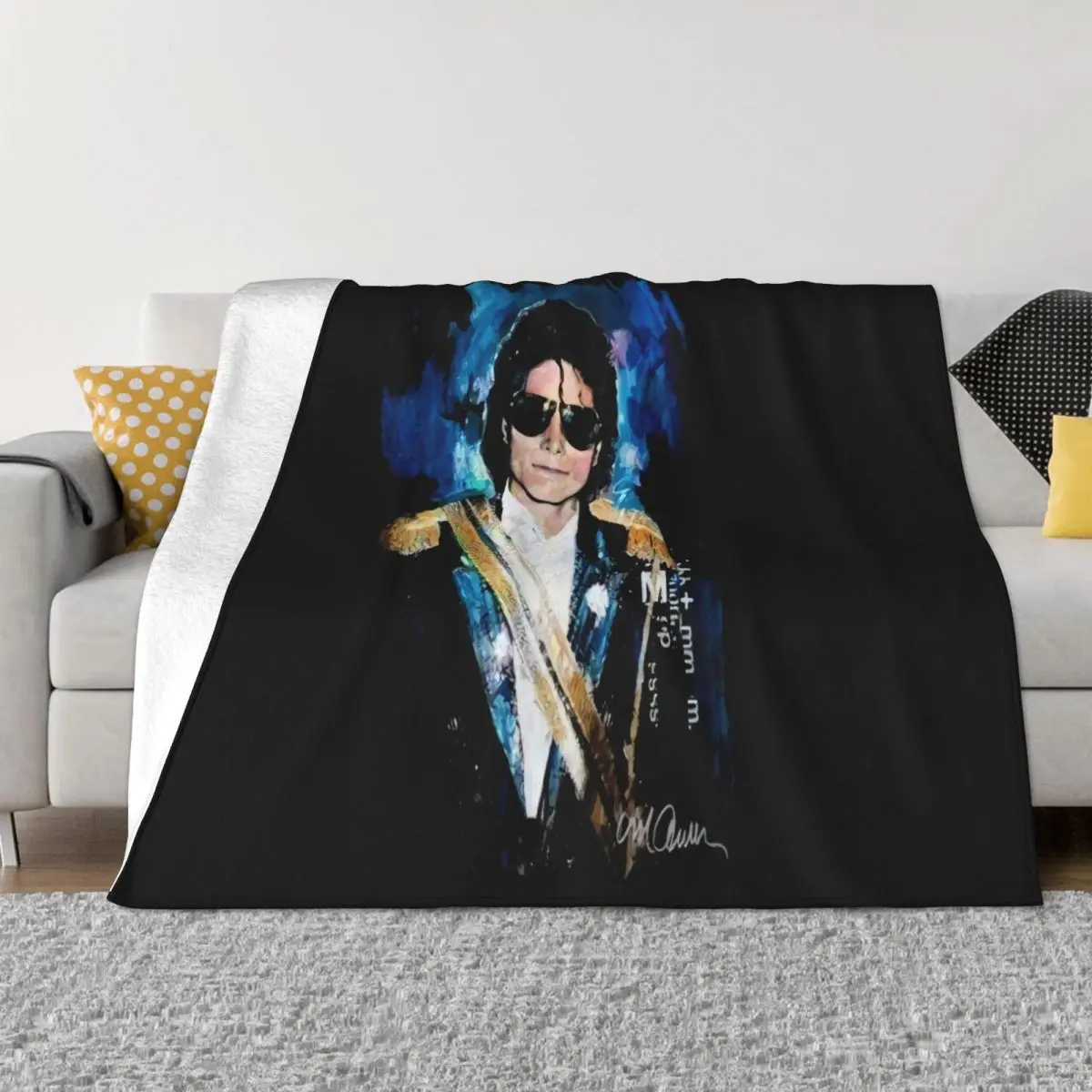 Portrait Of Michael Jackson 1984 Grammys Men's 2020 Fashion Tees Tops Streetwear Solid Color Short Throw Blanket