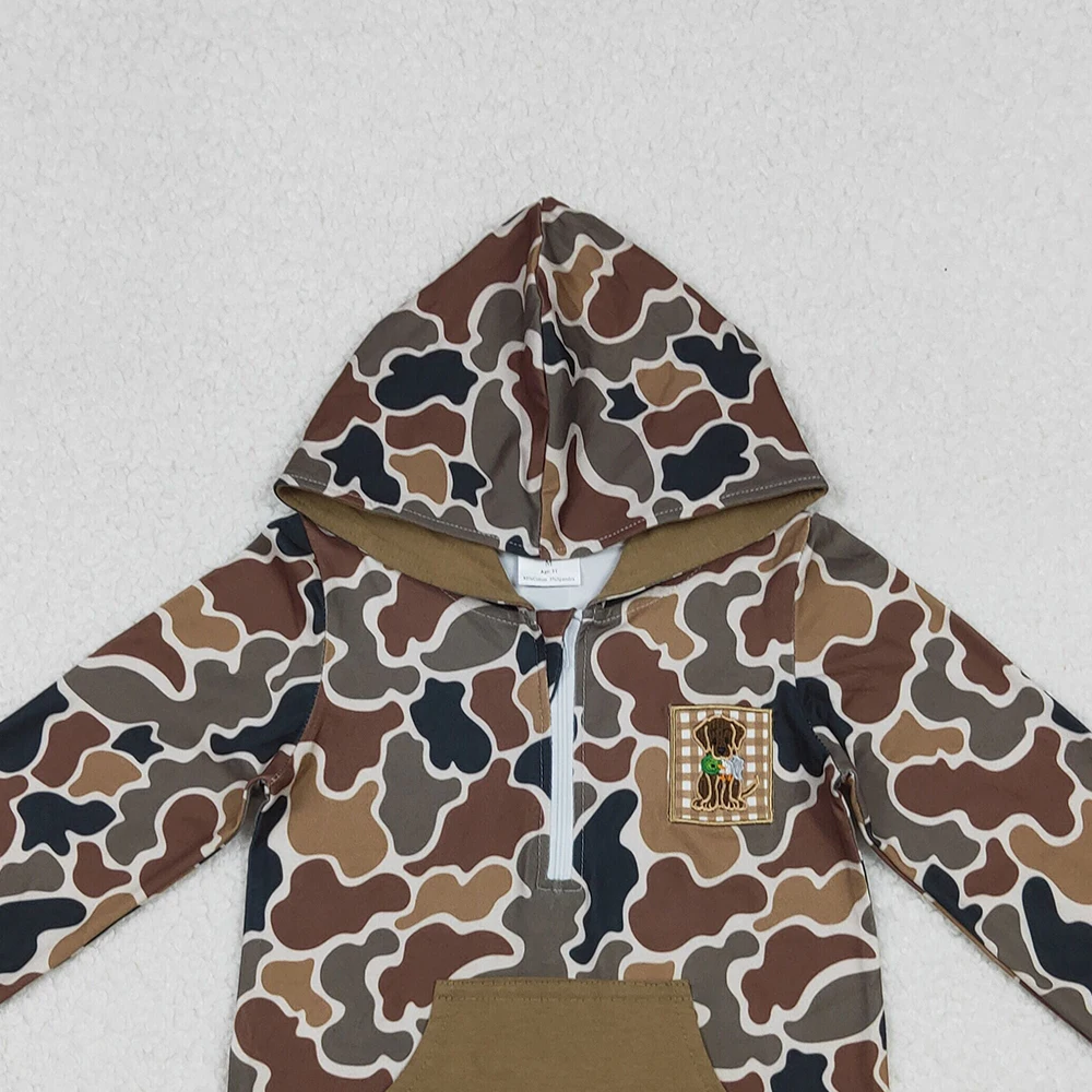 Z1001-24 BT1300 Presale Kids Fall Clothing Long Sleeve Camouflage Print Shirt Baby Boys Hooded Top