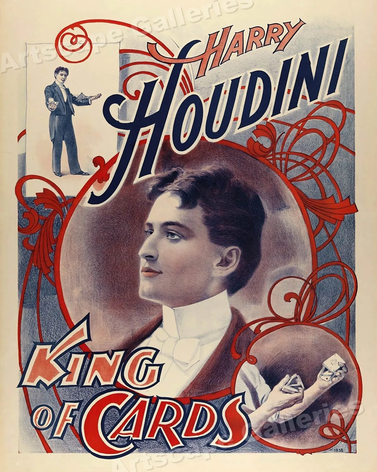 Harry Houdini 1910 Handcuff Escape Artist Master of Mystery Magician Face Poster