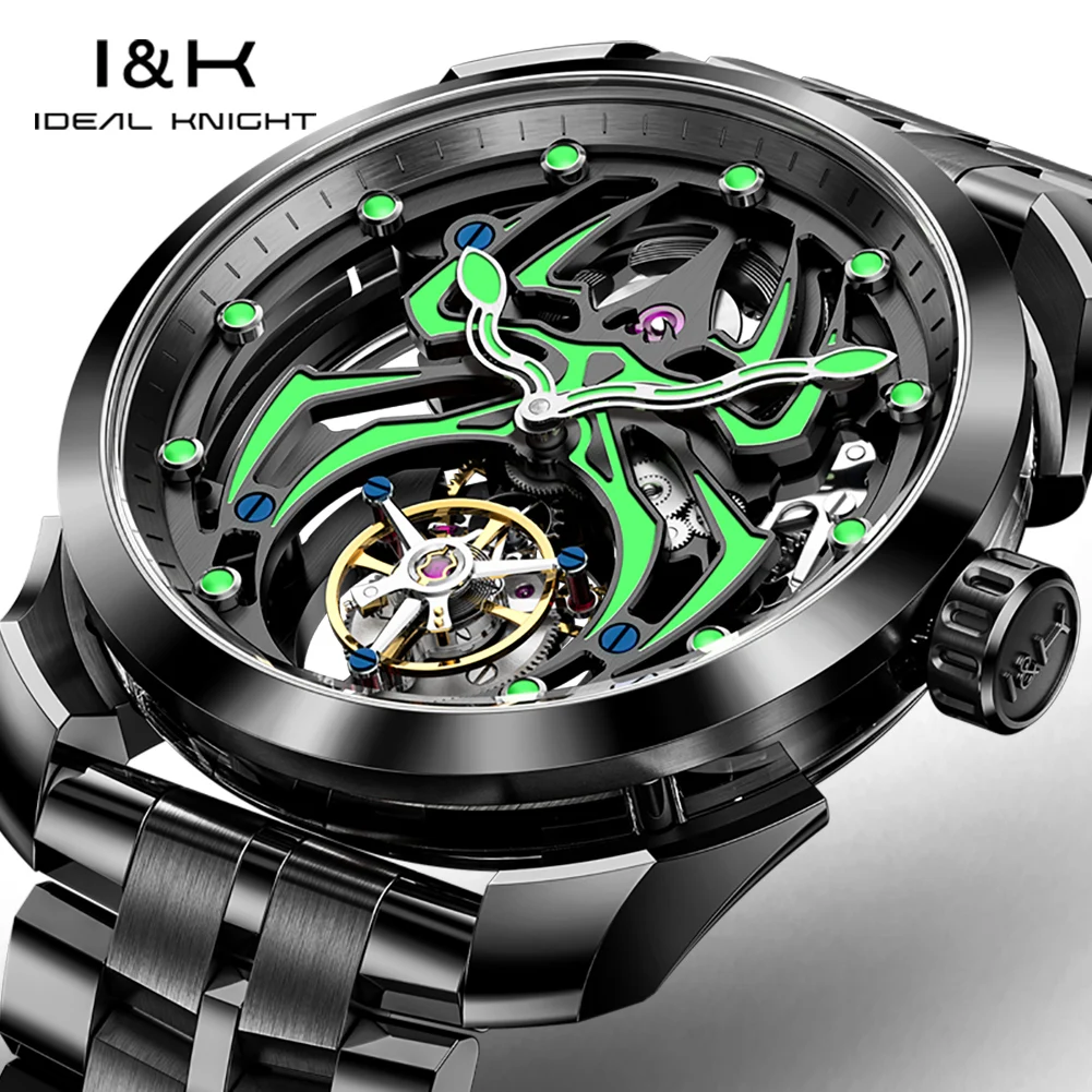 IDEAL KNIGHT 6802 Top Brand Mechanical Watch For Men Sapphire Mirror Tourbillon Wristwatch Deep Waterproof Original Man Watches