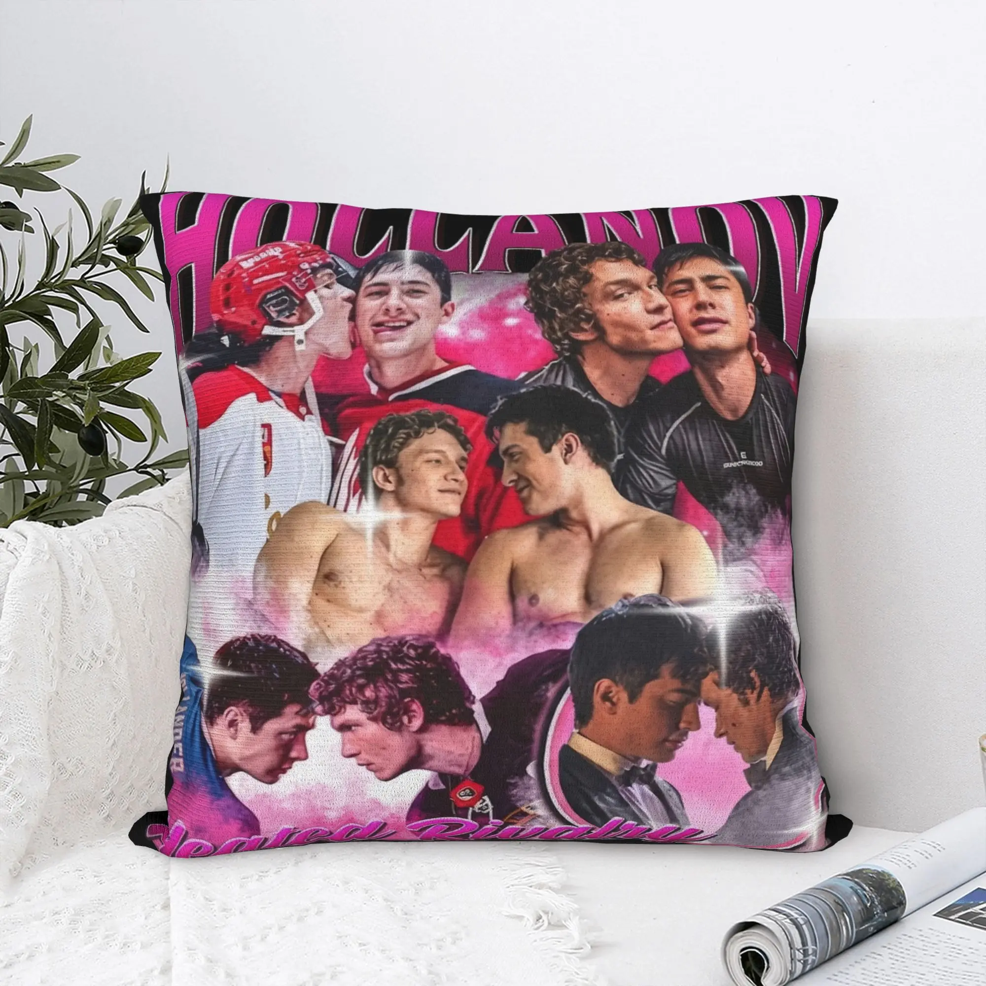 Hollanov Hockey Romance Vintage Pillowcases  Cute Funny Pillow Case For Sofa Bedroom Home Decor Comfy Pillow Cover