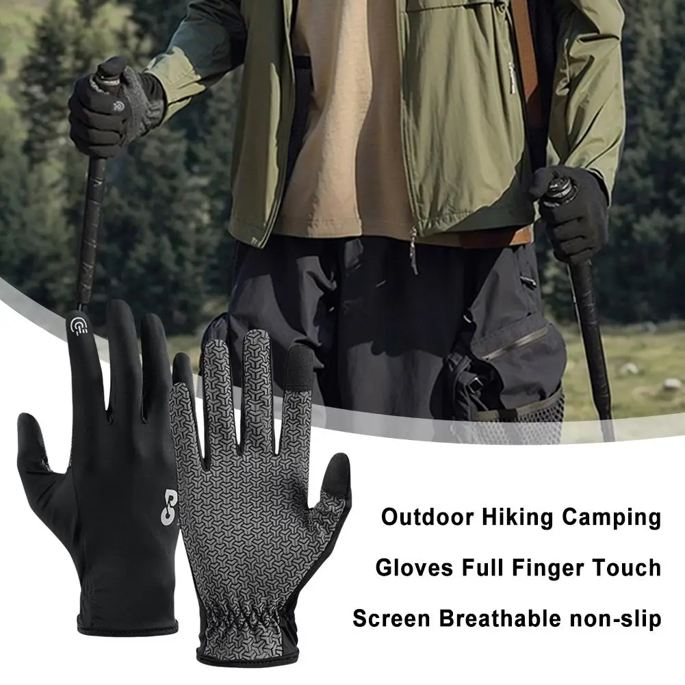 Outdoor Camping Gloves Full Finger Shockproof Sports Gloves Cycling Fishing Screen Accessories Gel Hiking Touch Gloves T6J4