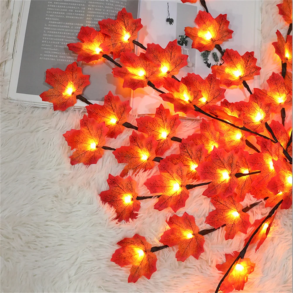 20 Leds Christmas Home Decorations LED Willow Branch Lights Maple Leaf Branch Lamp Tall Vase Filler New Year Christmas Decor