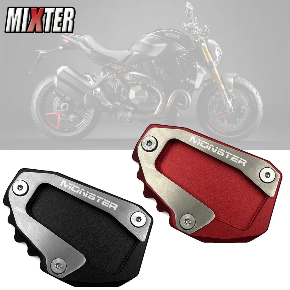 For Ducati Monster 696 795 797 821 1200 1200S Motorcycle CNC Kickstand Foot Side Stand Extension Pad Support Plate Enlarge