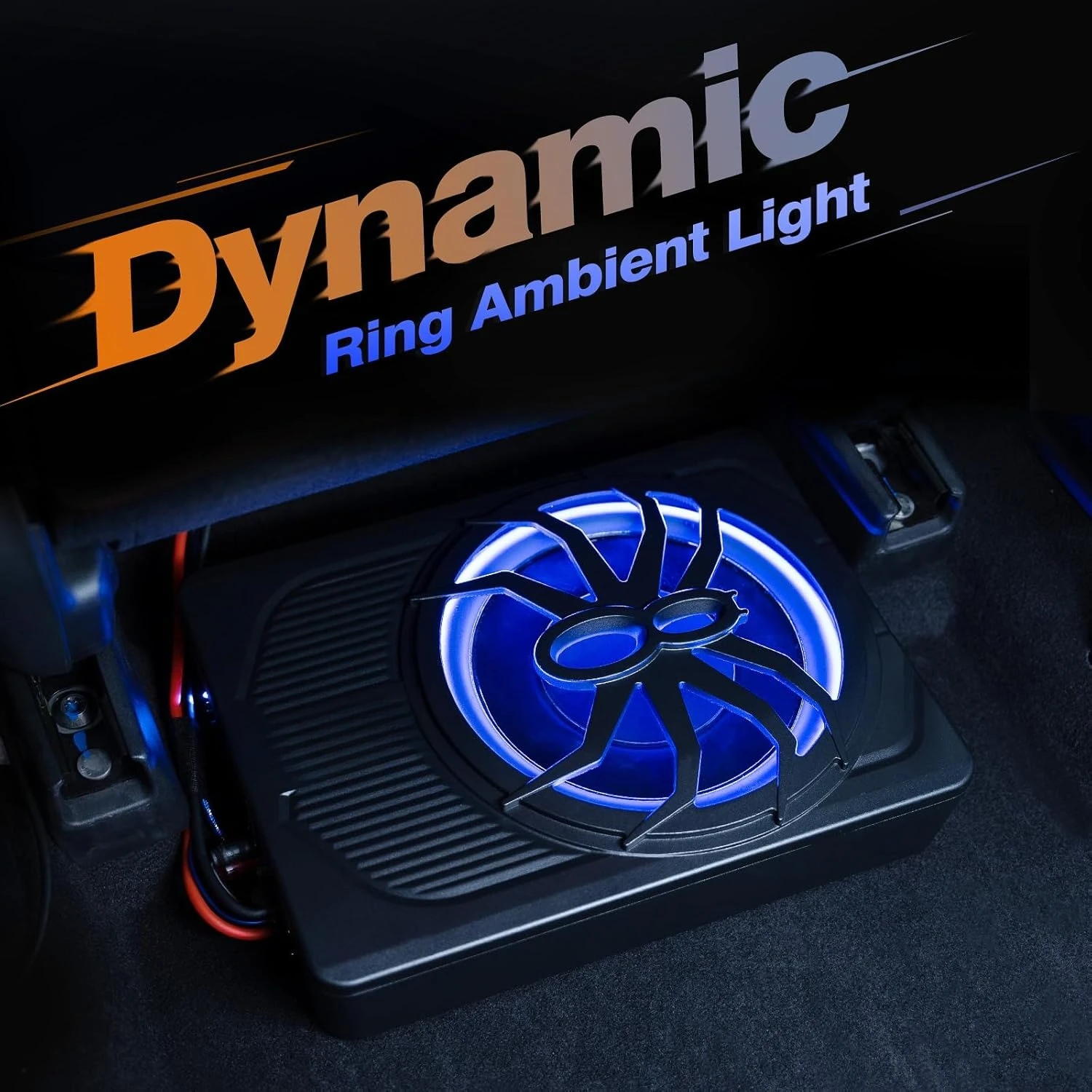 

800W 10" Slim Under Seat Powered Car Subwoofer, Car/Truck Audio Sub Built in Amplifier with Blue LED Ambient Light (ST800)