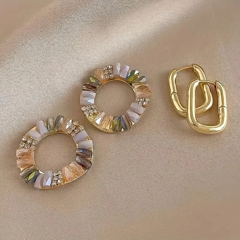 ZAKOL Elegant Rhinestone Zircon Drop Earrings Golden Circle Dangle Earrings for Women Simple Fashion Round Earring Jewelry image 5