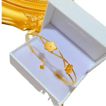 Boutique AU999 gioielli in oro fiore di pesca braccialetto squisito femminile 24K oro puro braccialetto di lusso leggero regalo per la fidanzata