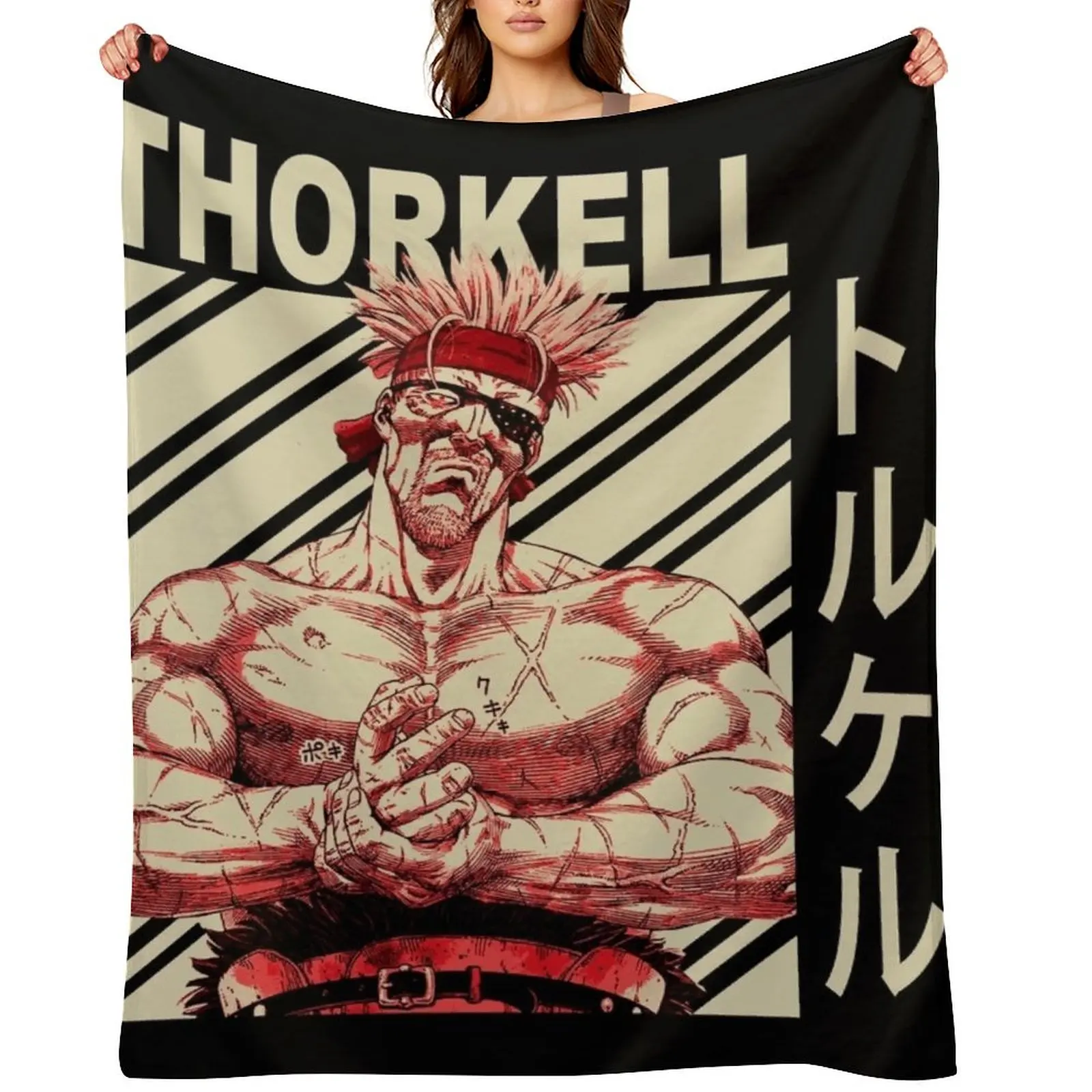 

Thorkell the Tall - Vintage Art Throw Blanket Summer Bed manga Flannel Blankets