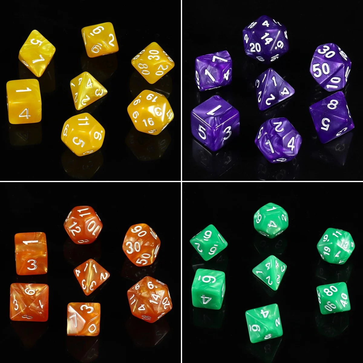 New Pearl Pattern Colorful D8/10/12/20 Polyhedral Digital Dice Set for DND TRPG Party Entertainment Table Board Game Supplies