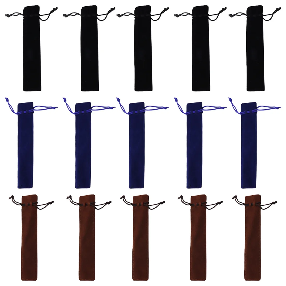 15Pcs Drawstring Pen Pouches Compact Size Protective Sleeve for Writing Instruments Gift Box Container Travel Essential