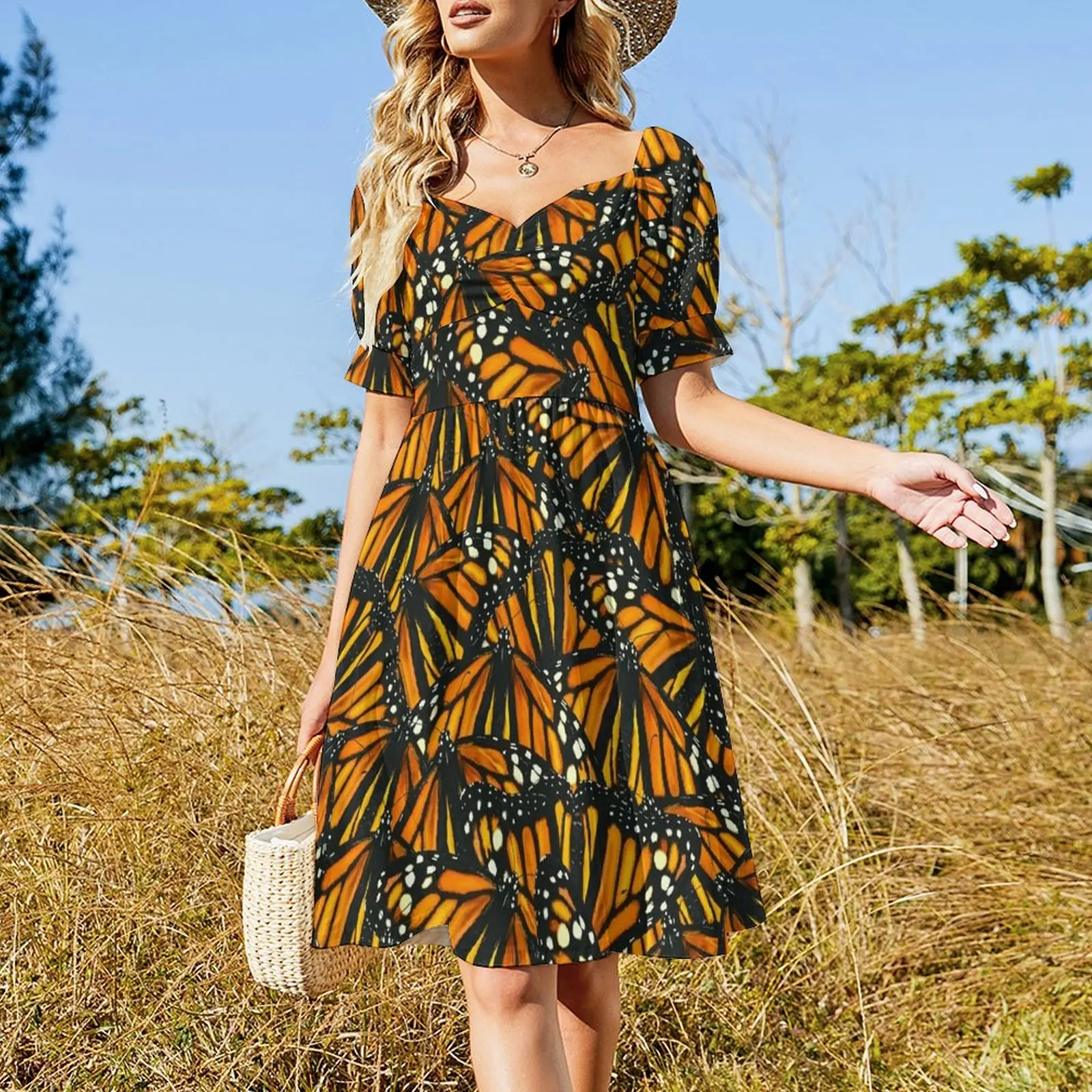 Monarch Migration All-Over Print Short Sleeved Dress Evening dresses dresses summer elegant women's sets Dress