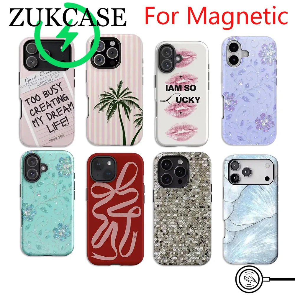 Coque de téléphone magnétique de luxe Clmj A motif cocotier pour iPhone 18 17 16e 16 15 14 13 12 11 Air Pro Max Plus, coque arrière double couche