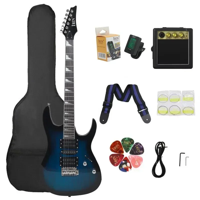 Guitarra eléctrica multicolor de 6 cuerdas, 24 trastes, cuerpo de arce, Guitarra eléctrica con bolsa, altavoz, accesorios de Guitarra necesarios