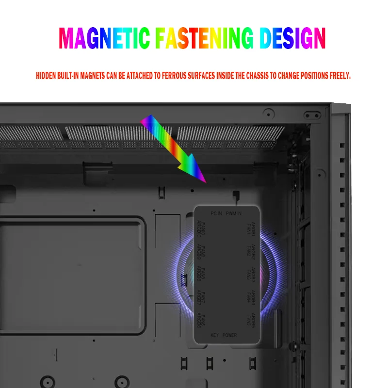 5V 3PIN 10-Port Fan Adapter with Wireless Controller for Computer Hardware 2-in-1 ARGB/PWM Hub