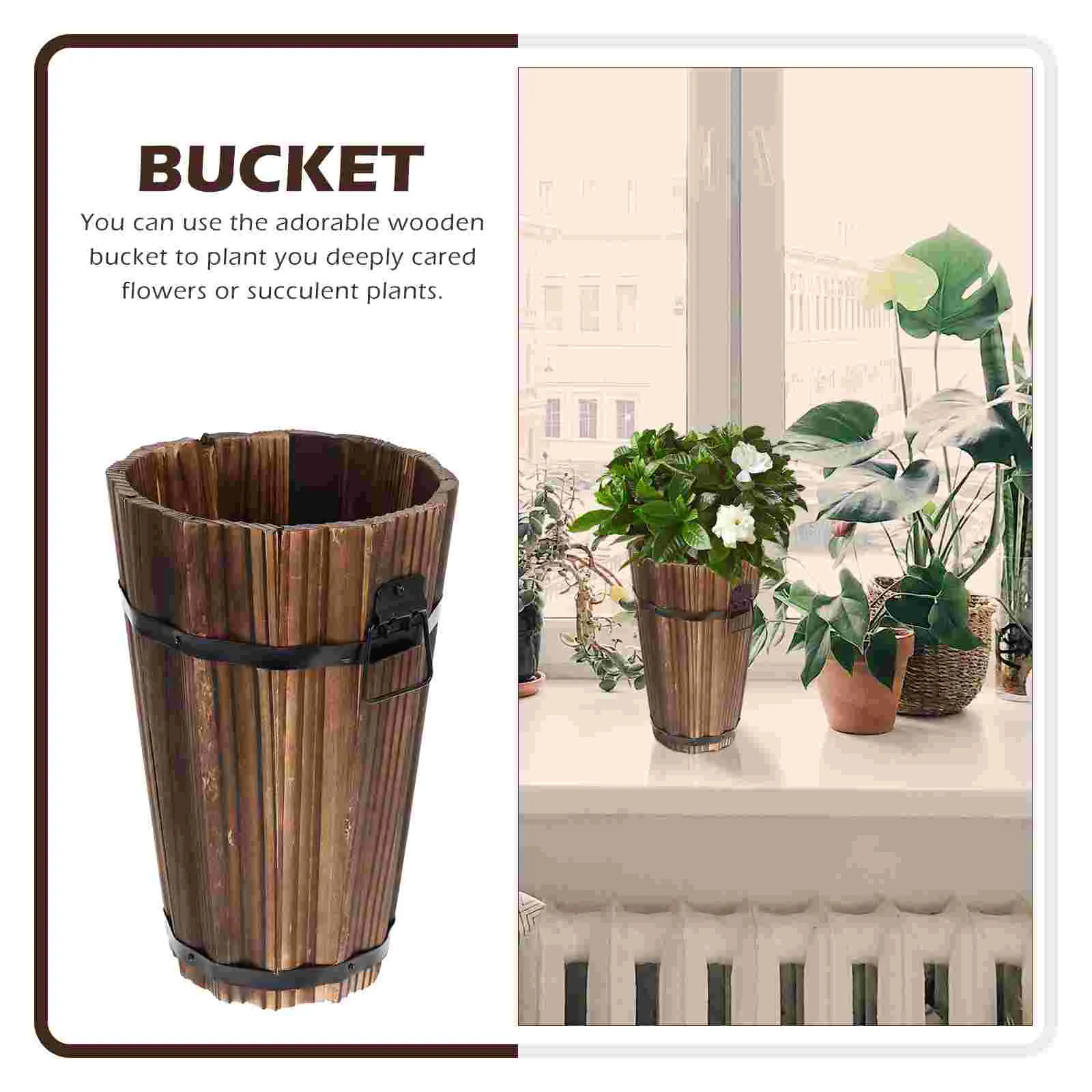 Flowerpot Retro Planter Exquisite Pots Practical Garden Indoor Wood Decorative Bonsai Wooden Style