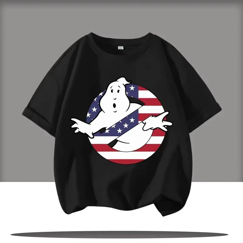 2026 طبعة جديدة Ghostbusters الكرتون طباعة الصبي ملابس رياضية للأطفال الجولة الرقبة قصيرة الأكمام قميص غير رسمي تيشيرت صيفي