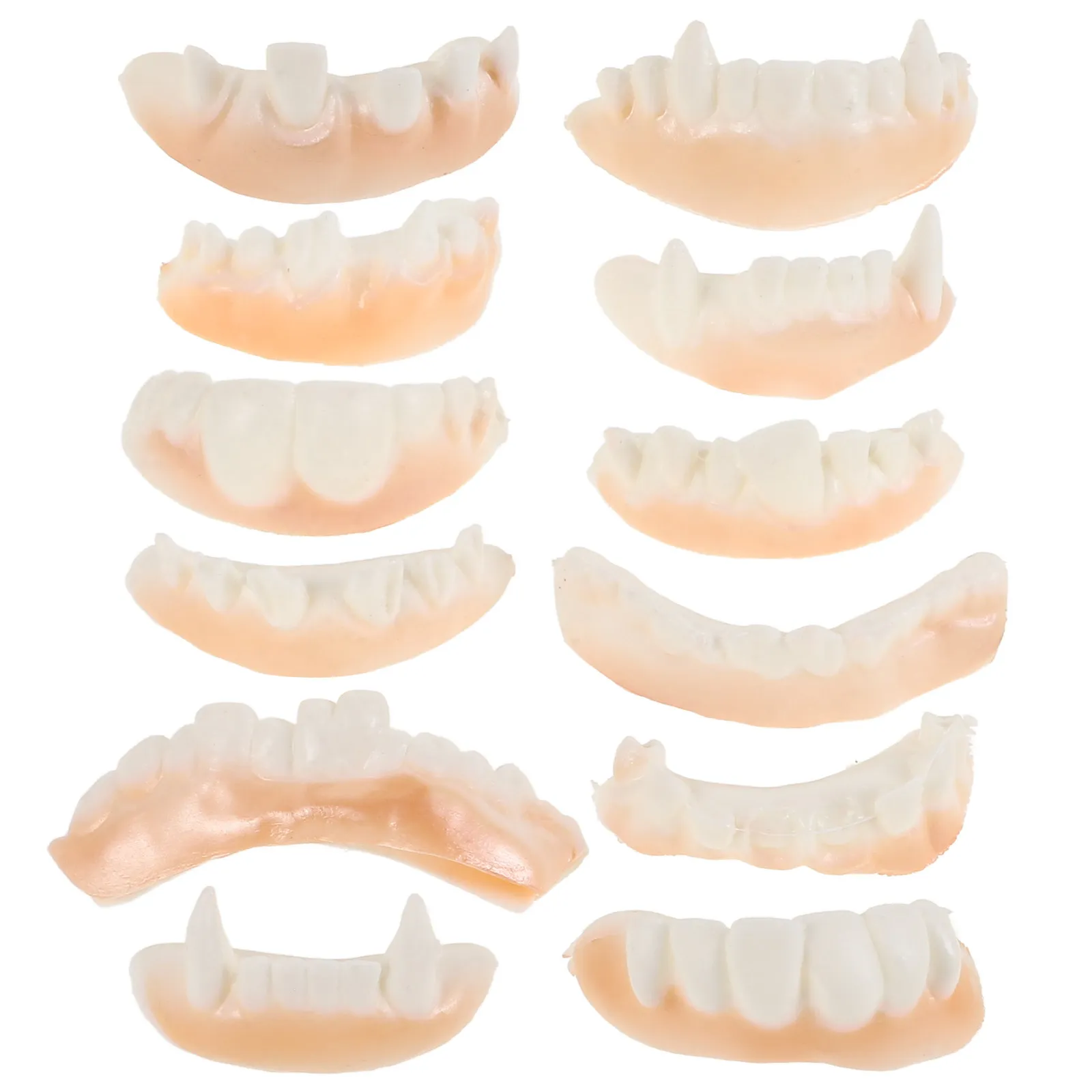 

12Pcs Halloween Fangs Teeth Cosplay Props Tricky Costume Party Favor Scary Decoration Cosplay Teeth Spooky Accessories