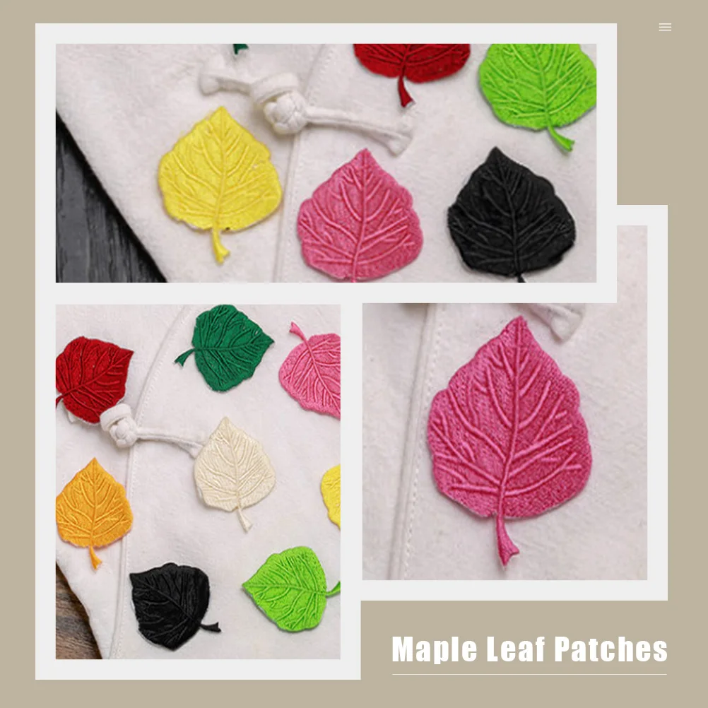 

16pcs Leaf Patches Embroidered Cloth Repair Appliques Sewing Maple Leaf Patches Accessories Iron On DIY Craft Elastic B