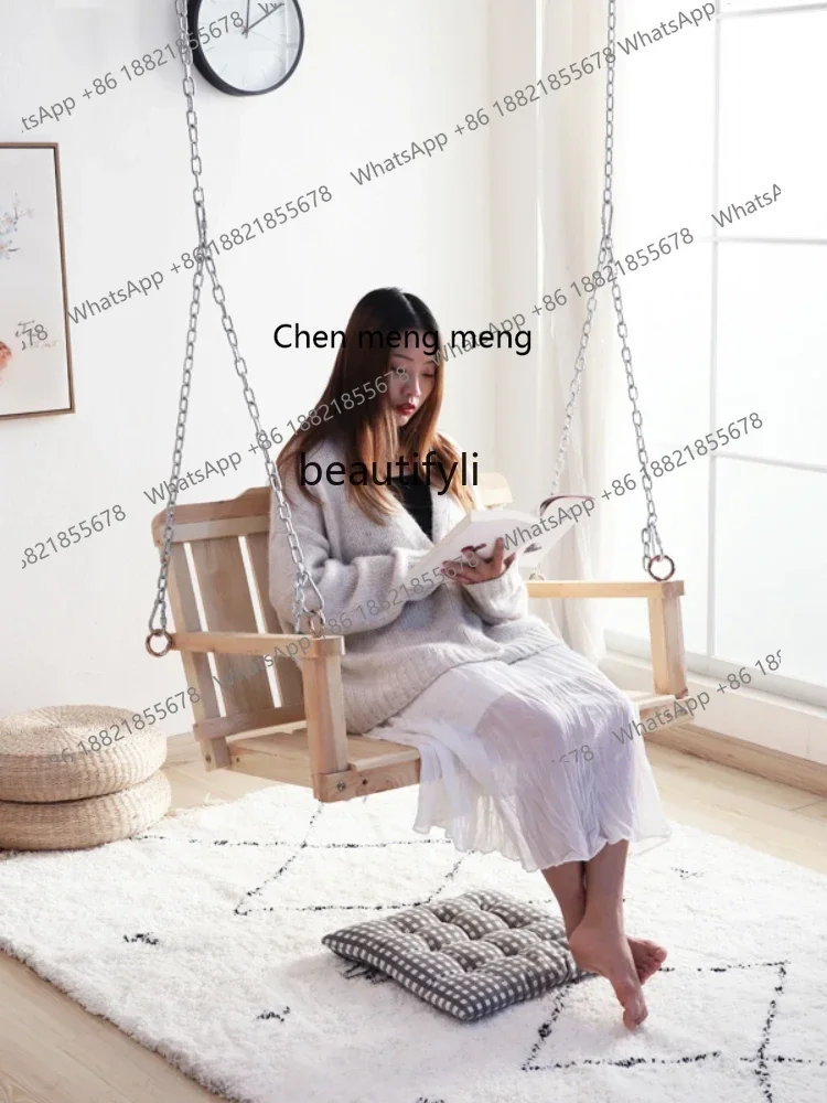 

ss7304 Indoor Home Hanging Basket Chair Glider Balcony Outdoor Courtyard to Swing Outdoor Antiseptic Wood Rocking Chair