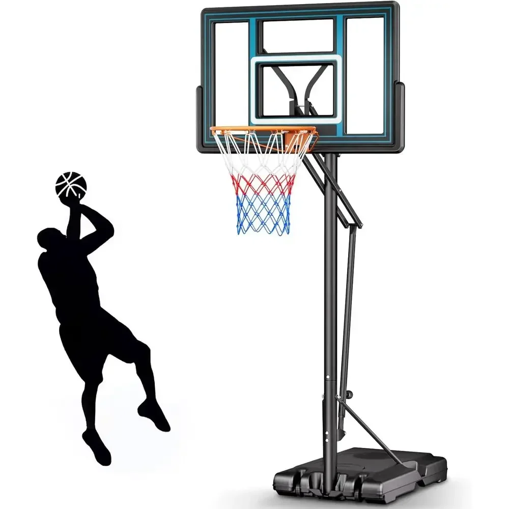 

Adjustable Height 44 Outdoor Basketball Hoop for Driveway and Backyard Play