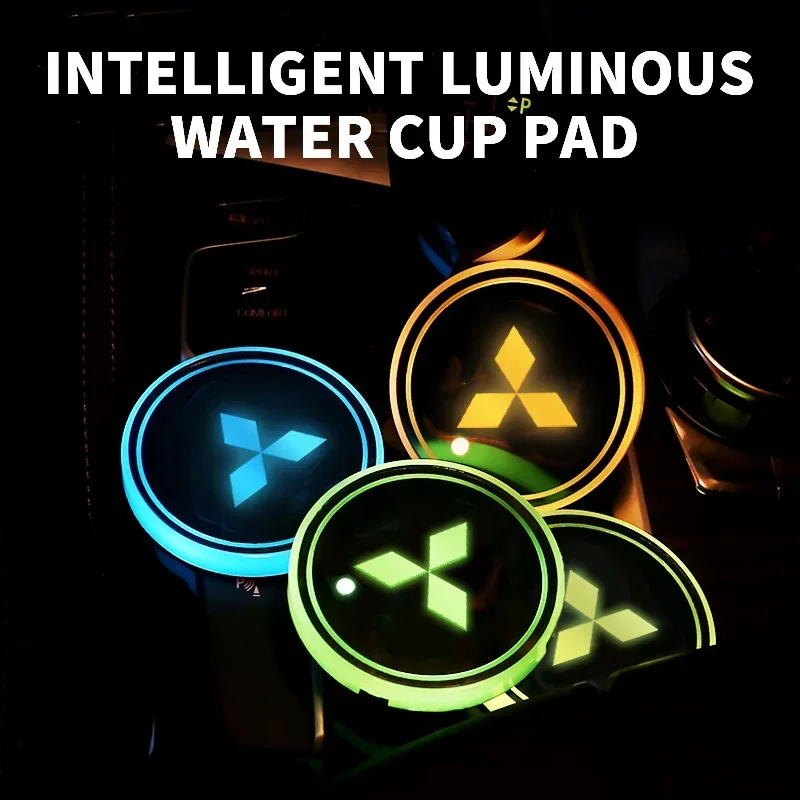 Colorful Changing Lights LED Car Water Cup Pad USB Luminous Coaster for Mitsubishi ASX Ralliart Outlander Lancer Pajero Eclipse