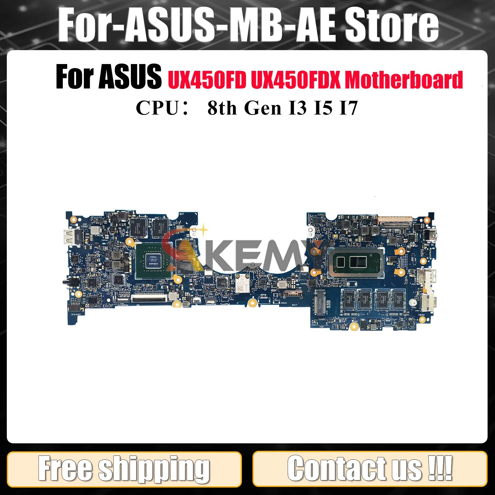 

UX450FDX Материнская плата для ноутбука ASUS ZenBook UX450FDX UX450F UX450FD Материнская плата для ноутбука с процессором I3 I5 I7 тест ОК быстрая доставка