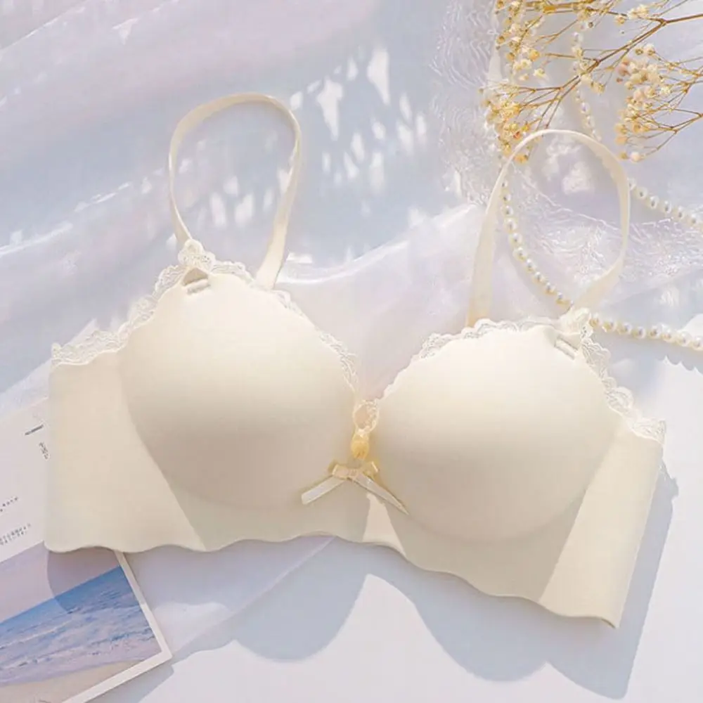 Comfortabele push-up draadloze diepe V-bh anti-verslapping lingerie kanten strik bh verstelbaar schokbestendig dames ondergoed cadeau