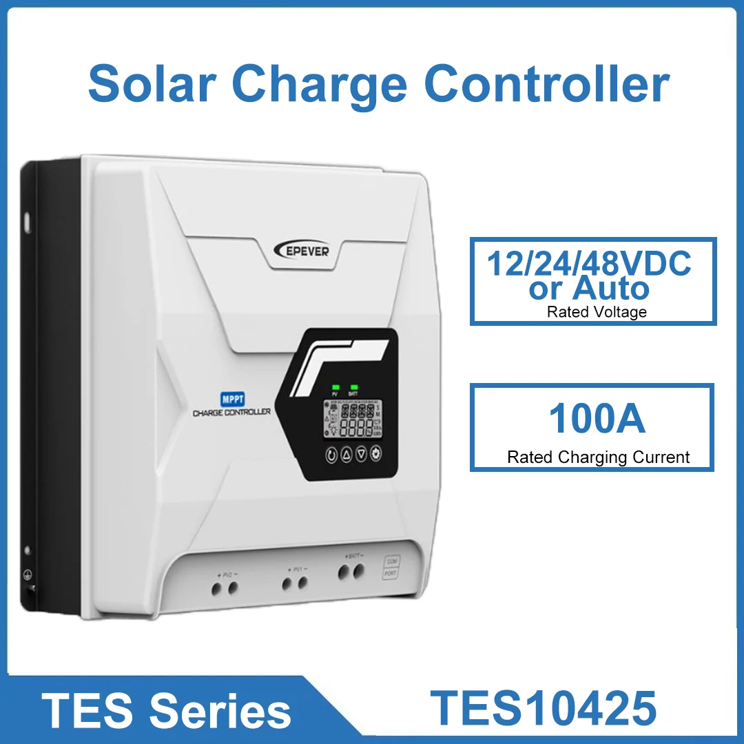 Generation of High-curent MPPT Solar Charge Controller TES10415 TES10425 100A Built-in Independent BMS Communication Port