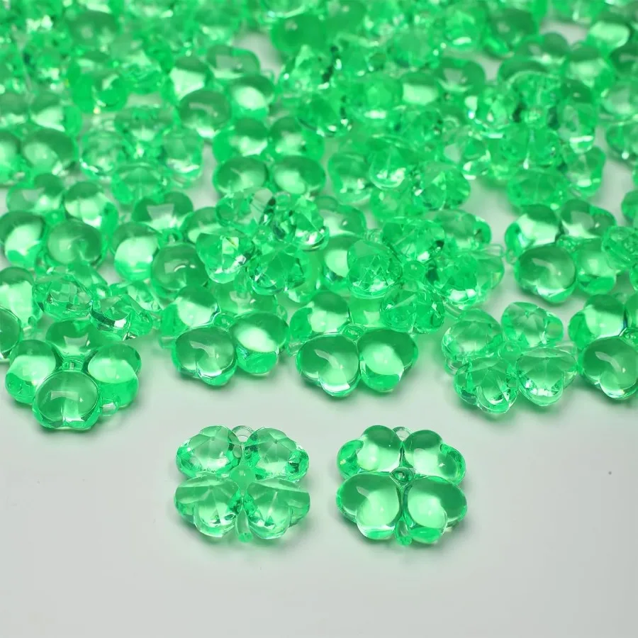 

Acrylic Shamrocks St Patricks Day Decorations 65pcs Mini Green Clear Crystal Clover Vase Filler Orments for Table Centerpieces
