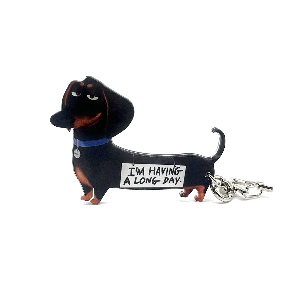 1 pcs interesting dachshund hot dog acrylic keychain 2D 